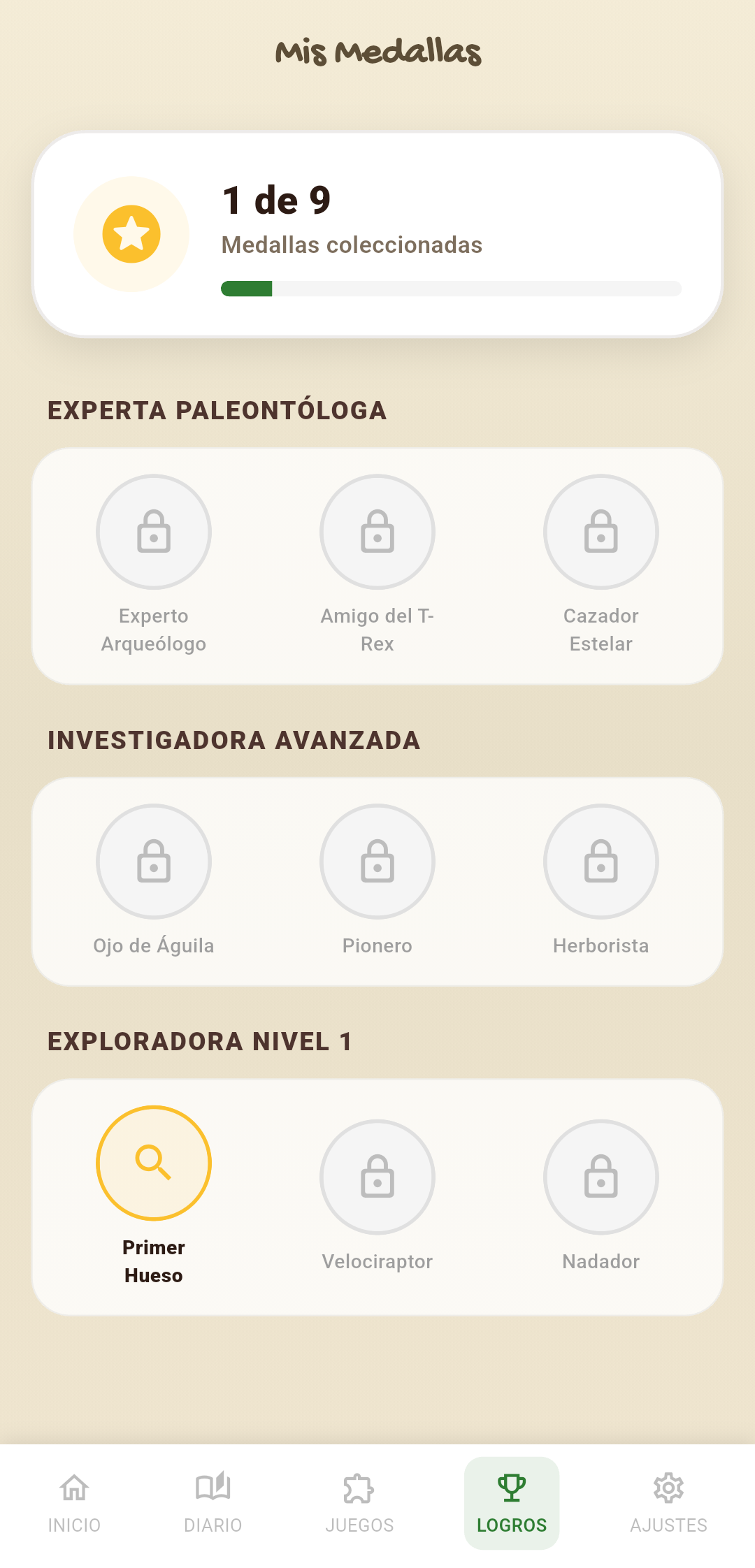 Captura de pantalla de los logros